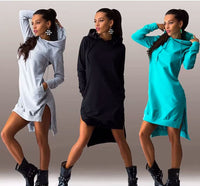 Solid Split Women Hoodies Sweatshirts Plus Size Asymmetrical Irregular Sportswears Long Sleeves Hooded Pullovers Feminino - Premium Hoodies for sale