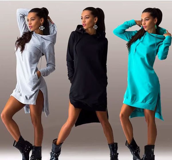Solid Split Women Hoodies Sweatshirts
