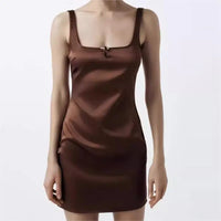 Spring Casual Cool Silk Satin Textured Dress - Premium Dresses for sale