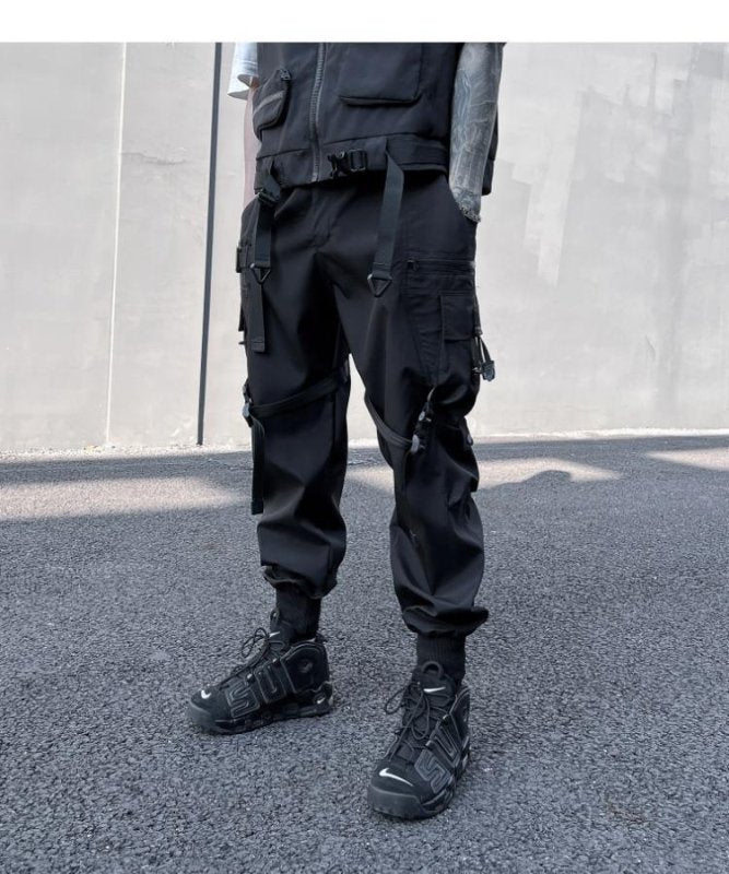 Spring new men functional style overalls men trend loose corset paratrooper multi pocket youth trousers