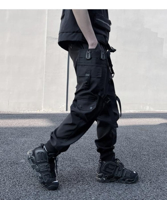 Spring new men functional style overalls men trend loose corset paratrooper multi pocket youth trousers