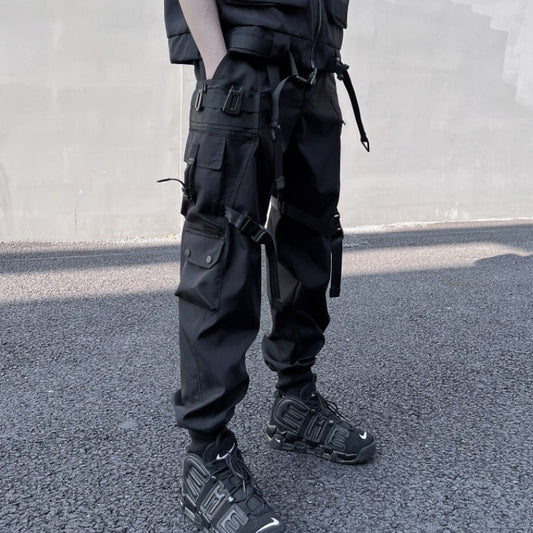 Spring new men functional style overalls men trend loose corset paratrooper multi pocket youth trousers