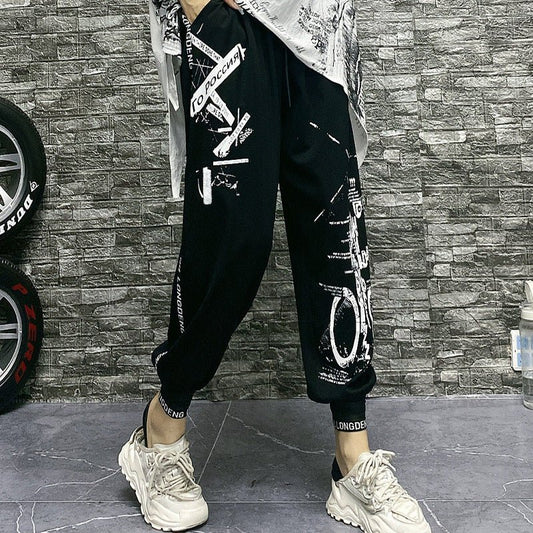 Summer New Casual Pants All - Match Women's Pants Thin Letter Printing Trend Brand Leggings Large Size