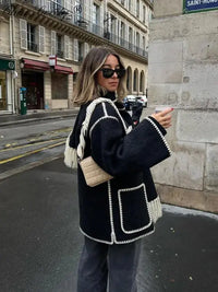 Tassel Scarf Collar Jacket For Woman - Premium Coats&Jackets for sale