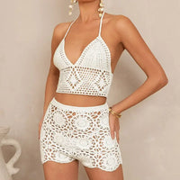 Water Soluble Hollow Out Cutout Camisole Top and Short - Premium Swimwear for sale