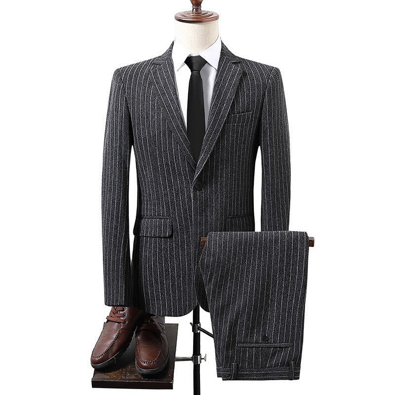 Winter NAYIJI wholesale price new men's suit set Korean casual two - piece striped men's blazer