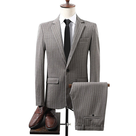 Winter NAYIJI wholesale price new men's suit set Korean casual two - piece striped men's blazer