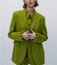 Woman Urban Office Autumn Slim Coat Solid Color Single Breasted Elegant Women Clothing