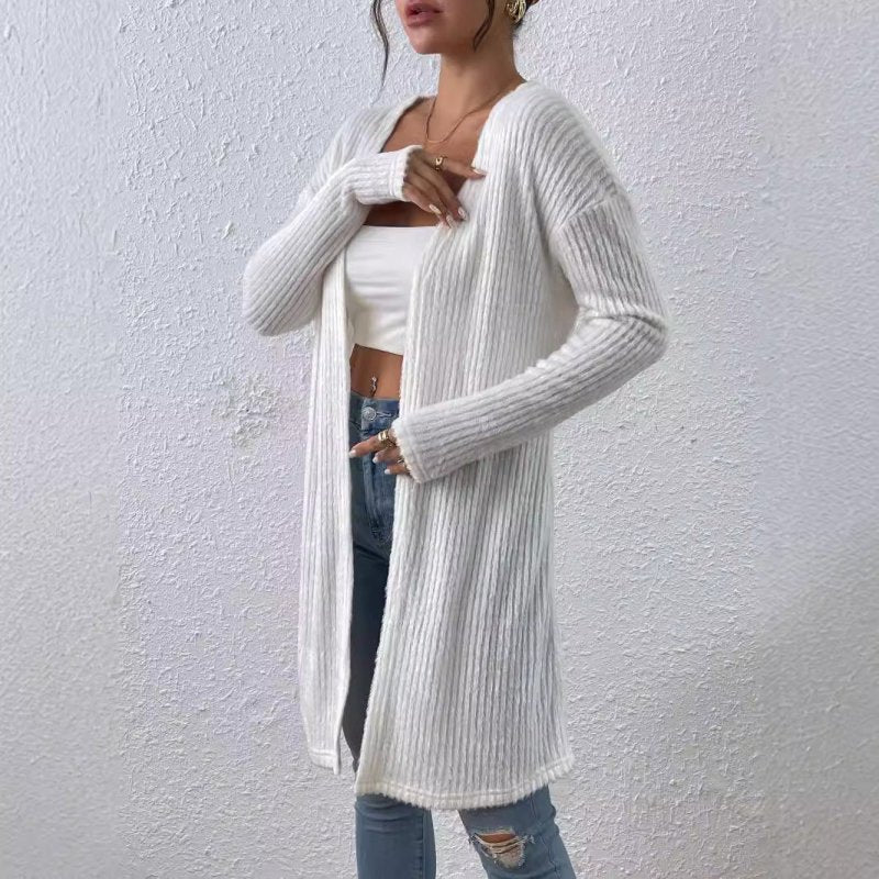 Women Clothing Fall Casual Shawl Long Sleeve Furry Long Coat