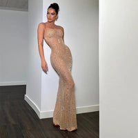 Sexy Tight High Waist Rhinestone Fishtail Dress Sling Dress - Premium Dresses for sale