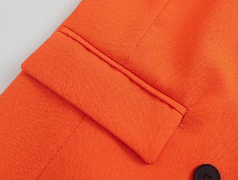 Women Clothing Slimming Fashionable Elegant Orange Double Breasted Blazer