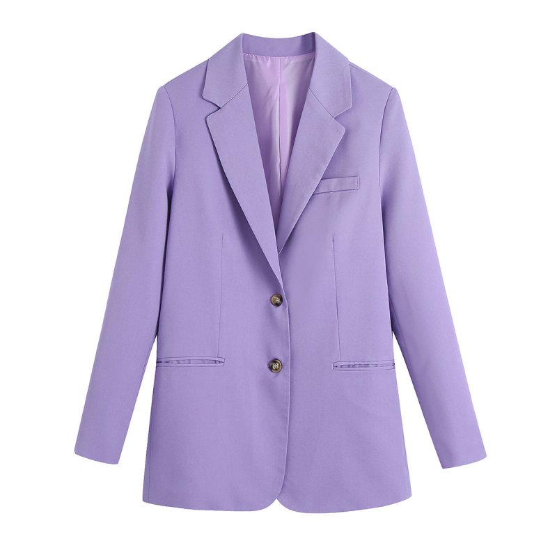 Women Clothing Spring Purple Office Straight Casual Blazer