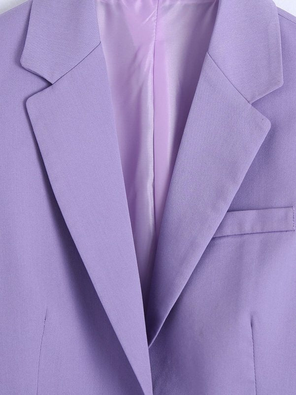 Women Clothing Spring Purple Office Straight Casual Blazer