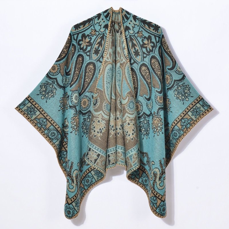 Women Scarf Shawl Retro Paisley Split Shawl Cardigan