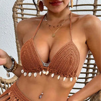 Women Top Clothing Handmade Shell Stitching Banded Bikini - Premium Swimwear for sale