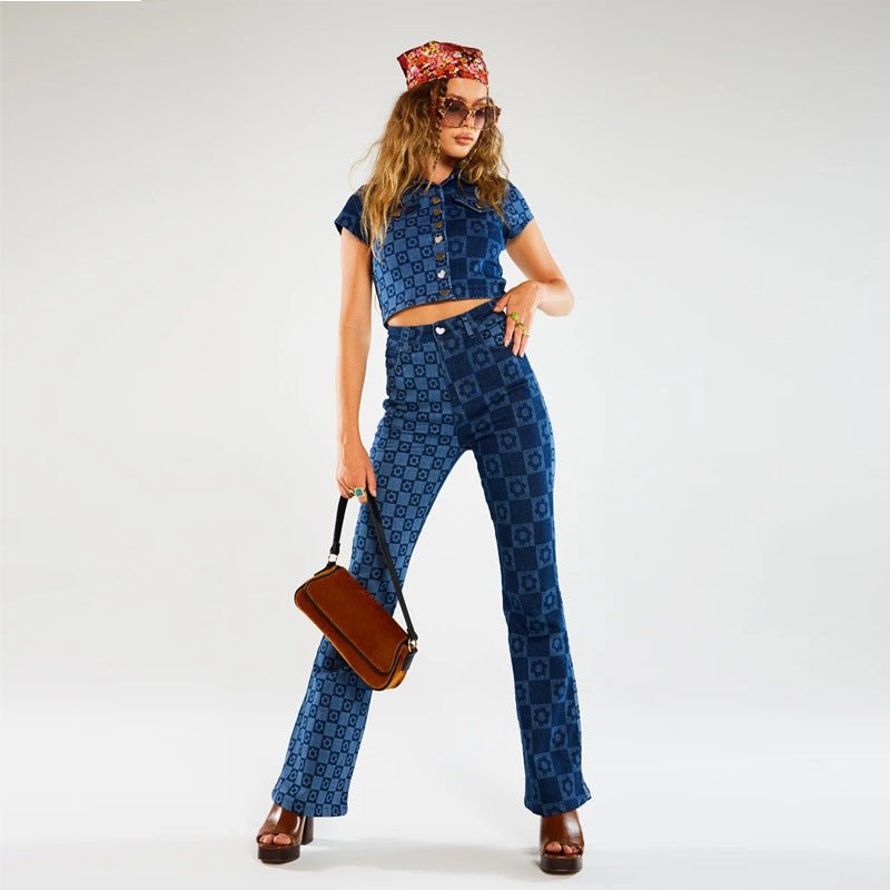 Women Wear Printing Washed Slim Fit Wide - Leg Jeans