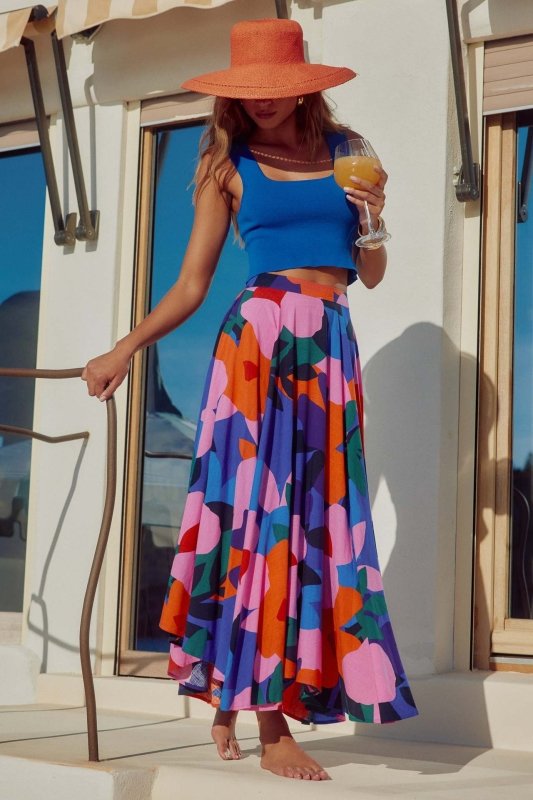 Women's Bohemian Printed A - Line Midi Skirt – Casual Vacation Style - Premium Activewear for sale
