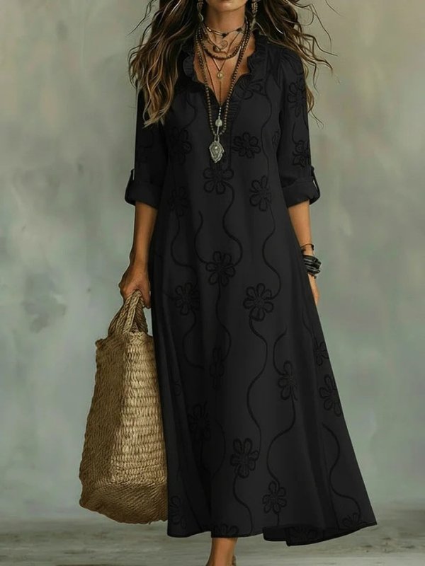 Women's Elegant Maxi Shirt Dress – Linen - Feel, 5 Colors, S - 3XL - Premium Dress for sale
