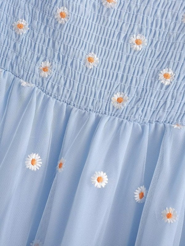 Women's Elegant Puff Sleeve Midi Dress – Smocked, Floral, Daily Chic - Premium Dresses for sale