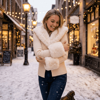 Women's Fluffy Faux Fur Knitted Coat lifestyle - Madragora