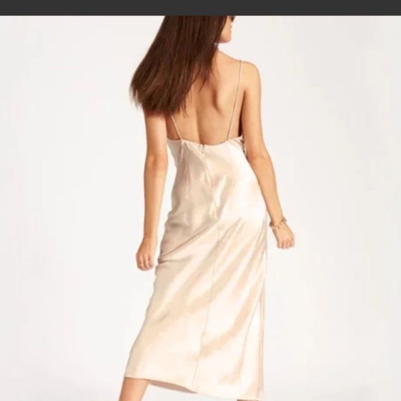 Women's Glossy Satin Slip Dress – Cami Strap Apricot - Premium Activewear for sale