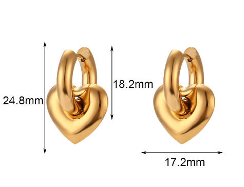 Women's Gold Heart Huggie Hoop Earrings – Stainless Steel Light Luxury - Premium accessories for sale