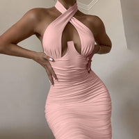 Women's Hollow Out Backless Fitted Midi Dress - Premium Dress for sale