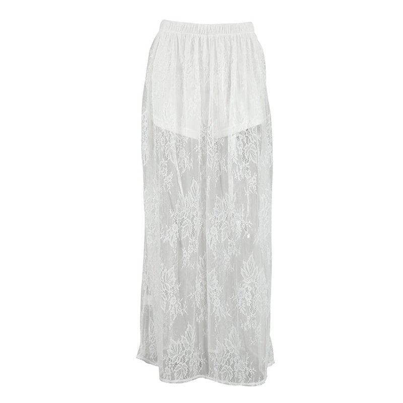 Women's Lace See - Through Maxi Skirt – Elegant A - Line High Rise - Premium for sale