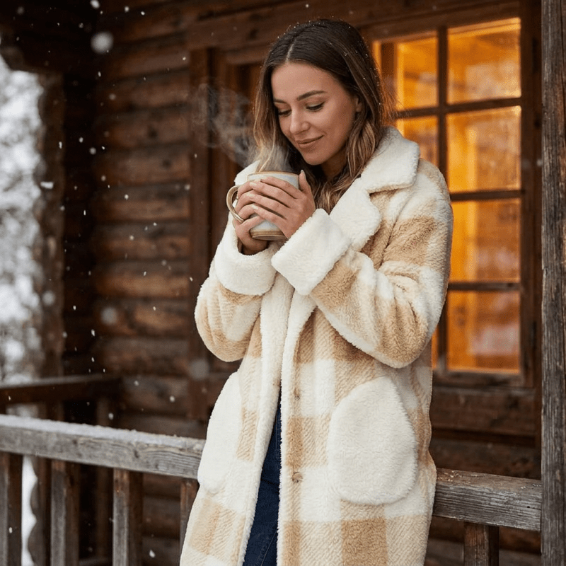 Women's Long Plaid Jacket lifestyle - Madragora