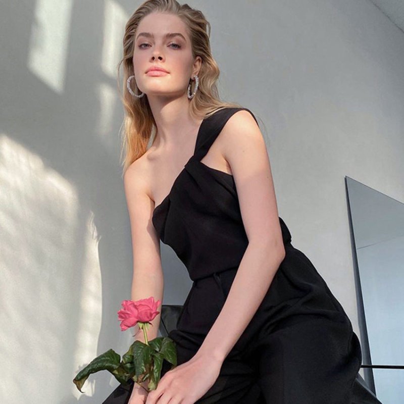 Women's One Shoulder Satin Tank Top – Sexy Klein Blue Sleeveless Vest - Premium for sale