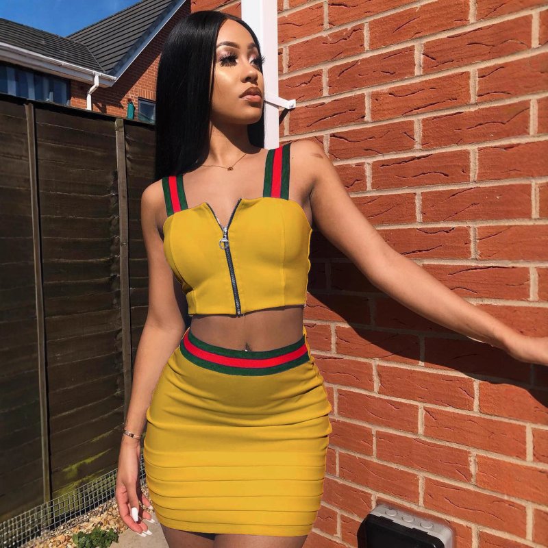Women's Patchwork Halter Bodycon Mini Skirt – Nightclub Party Dress - Premium Women's Clothing for sale