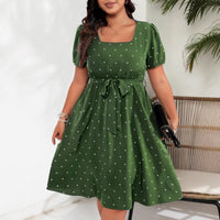 Women's Plus Size Polka Dot Puff Sleeve Midi Dress – 4 Colors, 0XL - 4XL - Premium Dresses for sale