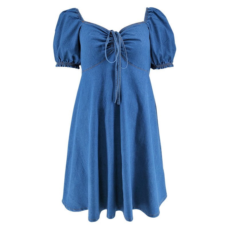 Women's Plus Size Puff Sleeve Smocked Denim Dress – 1XL - 5XL - Premium Dresses for sale
