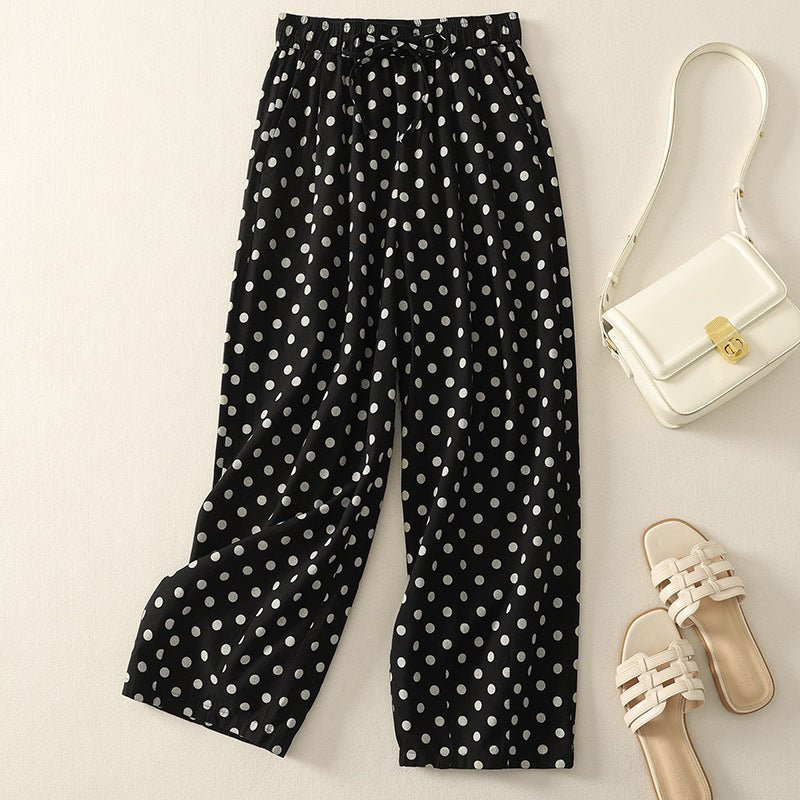 Women's Polka Dot Harem Pants – Cotton Linen Elastic Waist - Premium Activewear for sale