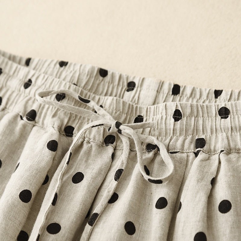 Women's Polka Dot Harem Pants – Cotton Linen Elastic Waist - Premium Activewear for sale