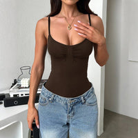 Women's Ruched Camisole Crop Top – Slim Fit Summer Tank - Premium for sale