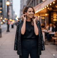 Women's Sequin Loose Blazer – Elegant Long Sleeve - Premium Coats & Jackets for sale