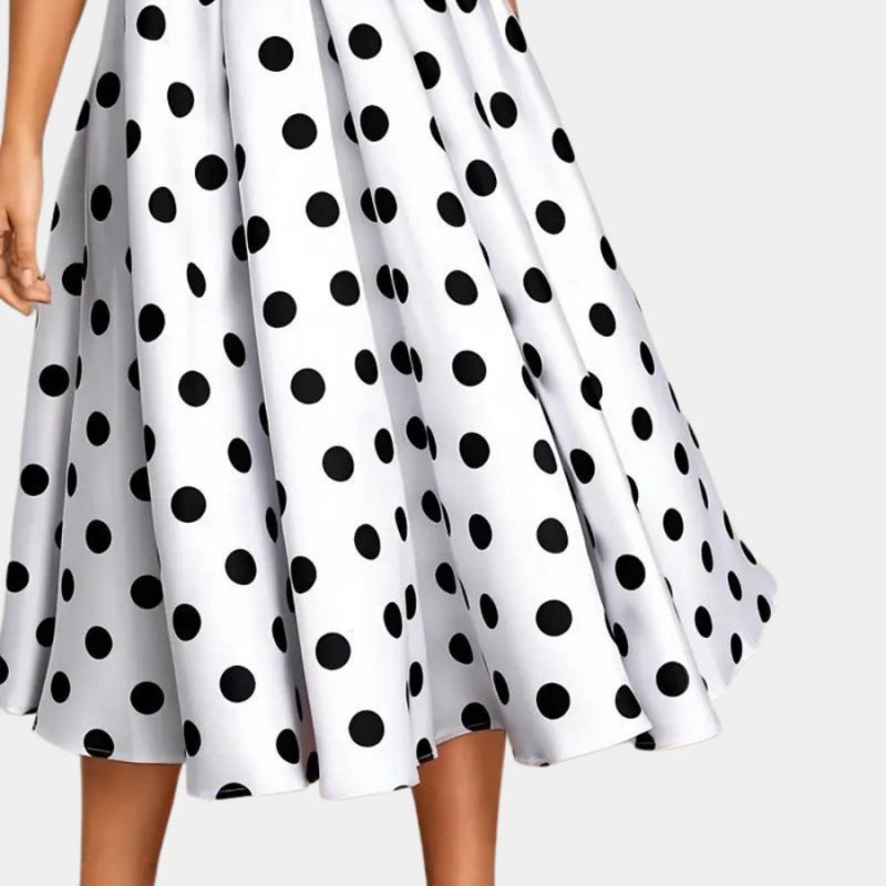 Women's Sleeveless Polka Dot Dress – Mid Waist Summer Style - Premium Activewear for sale
