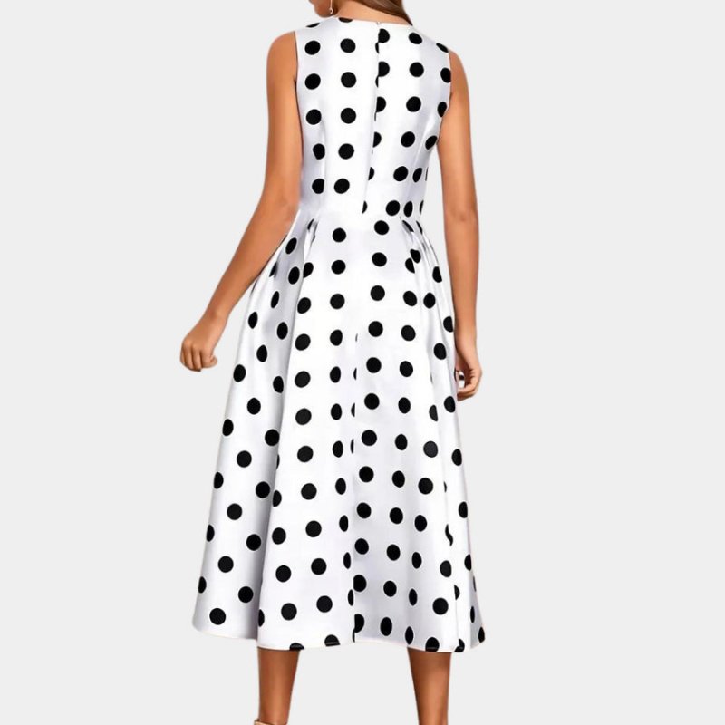 Women's Sleeveless Polka Dot Dress – Mid Waist Summer Style - Premium Activewear for sale