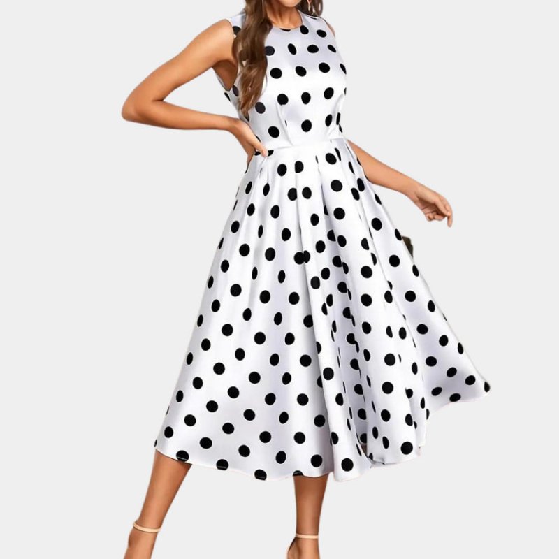 Women's Sleeveless Polka Dot Dress – Mid Waist Summer Style - Premium Activewear for sale
