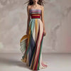 Women's Striped Tube Top Backless Swing Maxi Dress – High Waist A - Line - Premium Activewear for sale