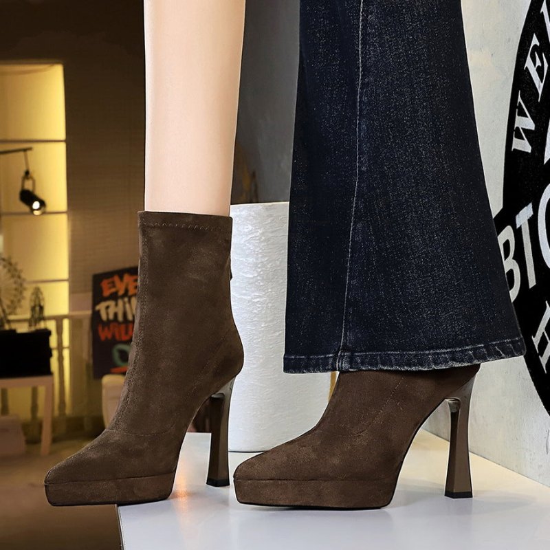 Women's Waterproof Platform Ankle Boots with Chunky Heel - Premium Boots for sale