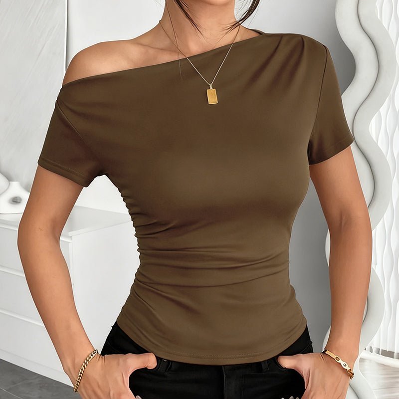 Women's Y2K Ruched One - Shoulder Top - Slim Fit Summer Shirt - Premium Activewear for sale