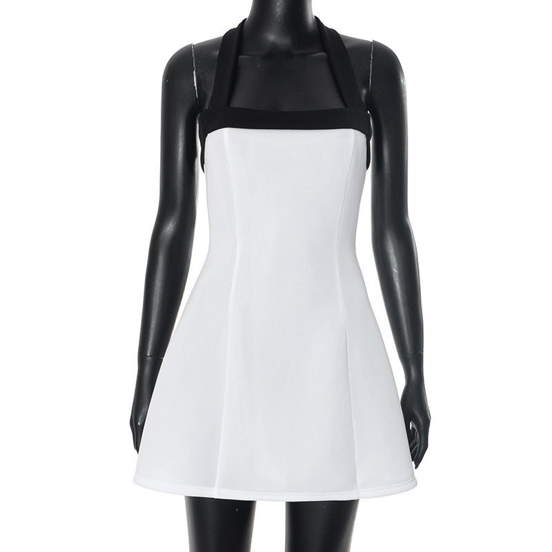 Y2K Halter Off Shoulder Mini Dress - Sexy Black & White Lolita - Premium Activewear for sale