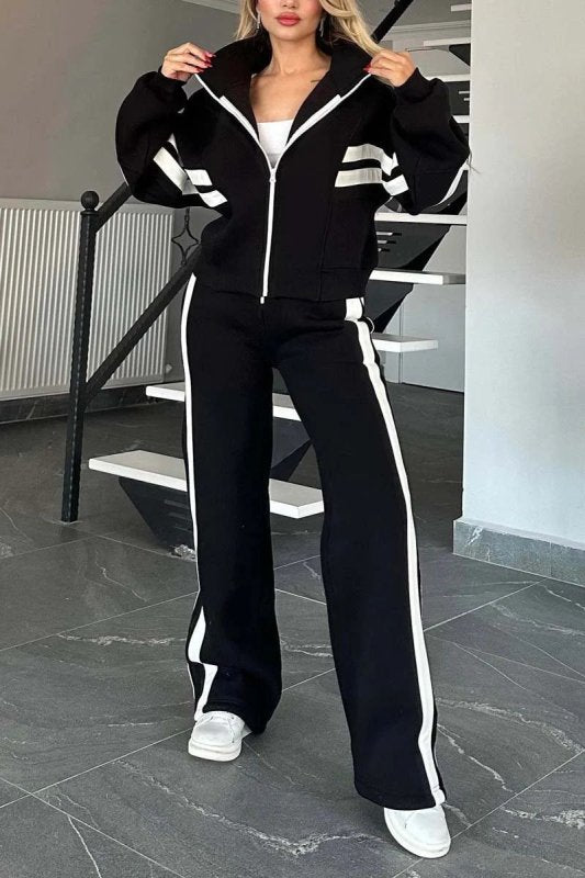 Y2K Striped Zip Top Jacket - Casual Sportswear Track Suit Women - Premium Activewear for sale