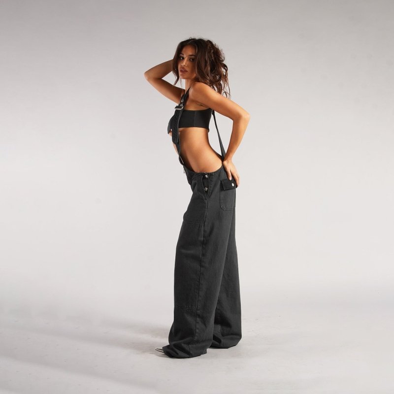 Y2K Zipper Denim Overalls - Loose Suspender Jumpsuit Streetwear - Premium Activewear for sale