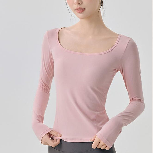 Yoga Clothes Women Top High Grade Slim Fit Breathable Workout Long Sleeve Running Training Pilates High Elastic Sports Long Sleeve - Premium for sale