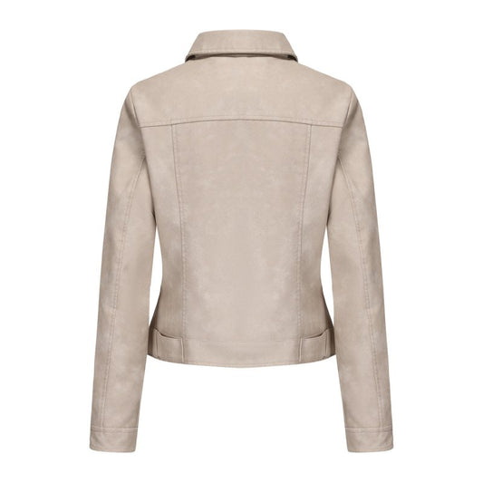 Zipper Decorations Motorcycle Jacket Long Sleeved Cardigan Popular Jacket Spring Autumn Thin Leather Coat for Women - Premium Jackets for sale