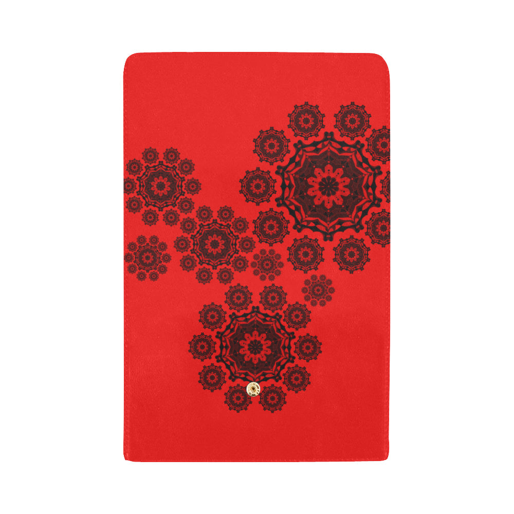 Women&#39;s Trifold Long Clutch Wallets (Model 1675) - Mandala B&amp;Red