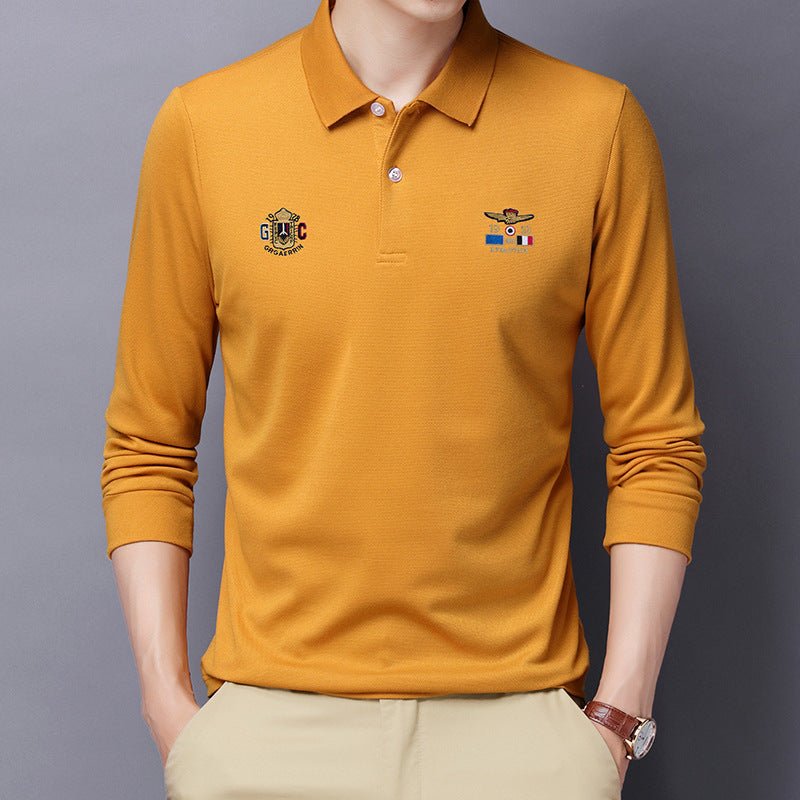 2021 autumn new embroidery men Polo shirt young Korean version of loose lapel lead long-sleeved T-shirt men's clothing